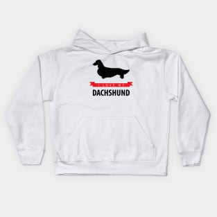 I Love My Longhaired Dachshund Kids Hoodie